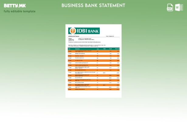 модерен стил Извод на претпријатие за сметка на IDBI банка Шаблон Word и PDF